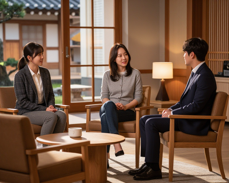 Warm Korean Talk Show Studio