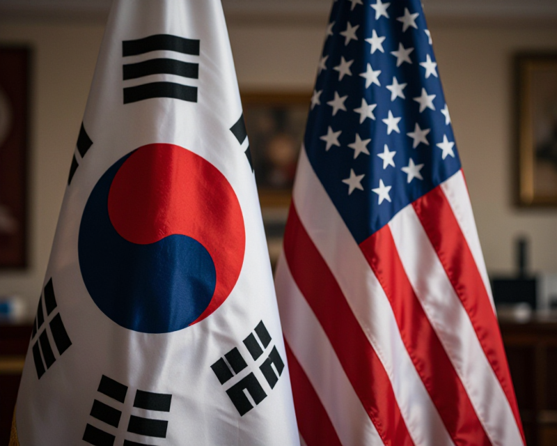Diplomatic Flags of South Korea and USA