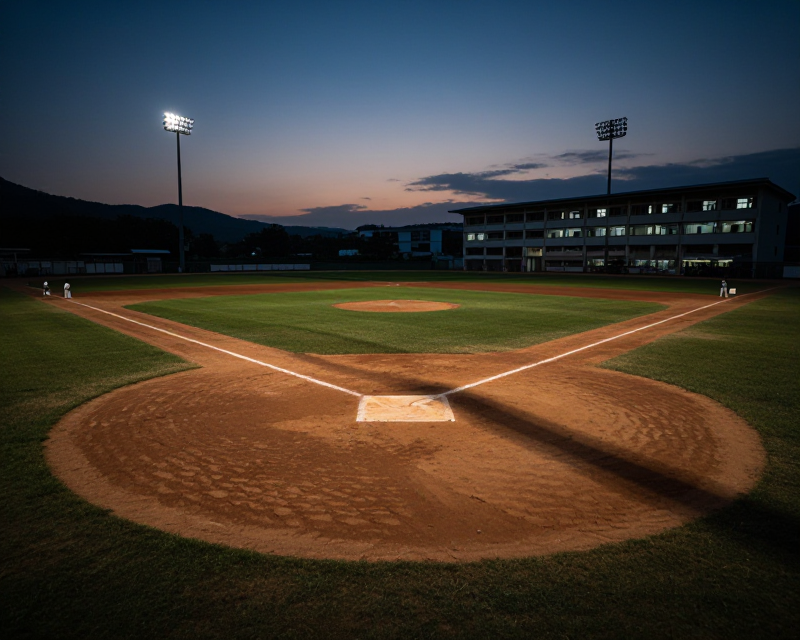 Empty Baseball Field at Twilight