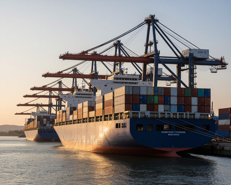 Cargo ships at Korean port