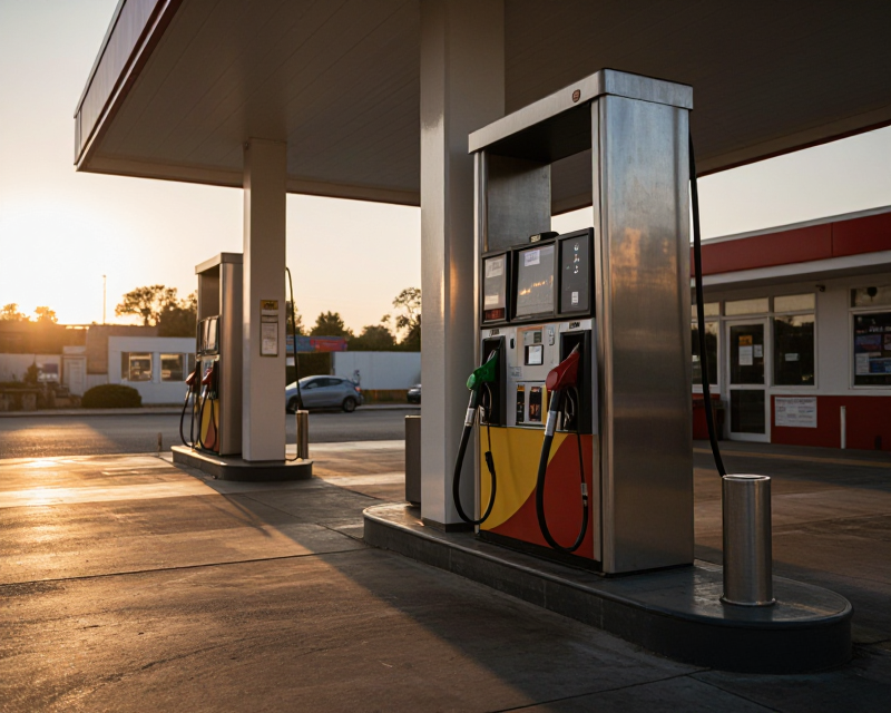 Cinematic Gas Station at Golden Hour